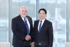 越南国家主席梁强会见开市客（Costco）集团董事长兼首席执行官罗恩·瓦克里斯（Ron Vachris）。图自越通社