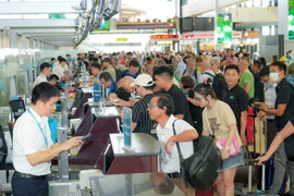 旅客在内排国际航空港办理登机手续。图自Vietnam+
