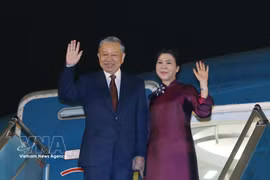 越共中央总书记、国家主席苏林偕夫人启程对中国进行国事访问。图片来源:越通社