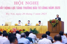 越南政府总理范明政发表讲话。图自越通社
