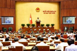 5月24日，听取关于《服刑人员移交法》草案、《引渡法》草案的呈文和审查报告。图自越通社