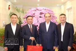 陈锦秀同志走访慰问越共中央原总书记农德孟。图片来源：越通社