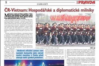 捷克最大左翼报纸《国民报》（Nasepravda）4月10日发表题为《捷越关系：经济和外交的亮点》社论。图自越通社