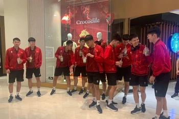 越南室内五人制足球队游览雅加达。图自越通社