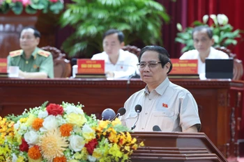 越南政府总理范明政在活动上发表讲话。图自越通社