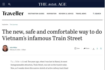 澳大利亚《时代报》网站刊登了作家朱莉·米勒（Julie Miller）撰写关于在越南体验“河内五城门”旅游列车的文章。图自越通社