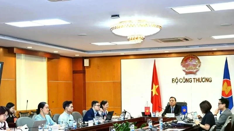 阮黄龙副部长发表讲话。图自越通社