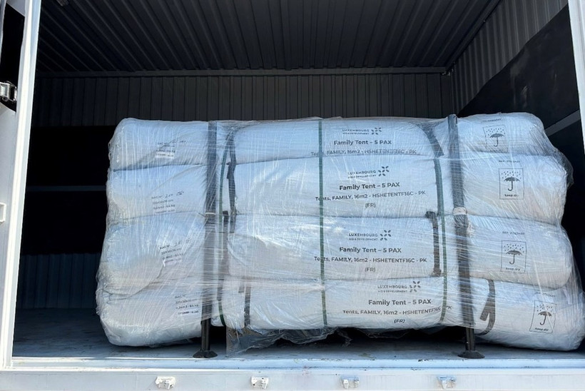 欧盟救援物资。图自越通社