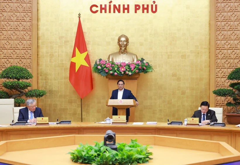 范明政总理在会上发表讲话。图自越通社