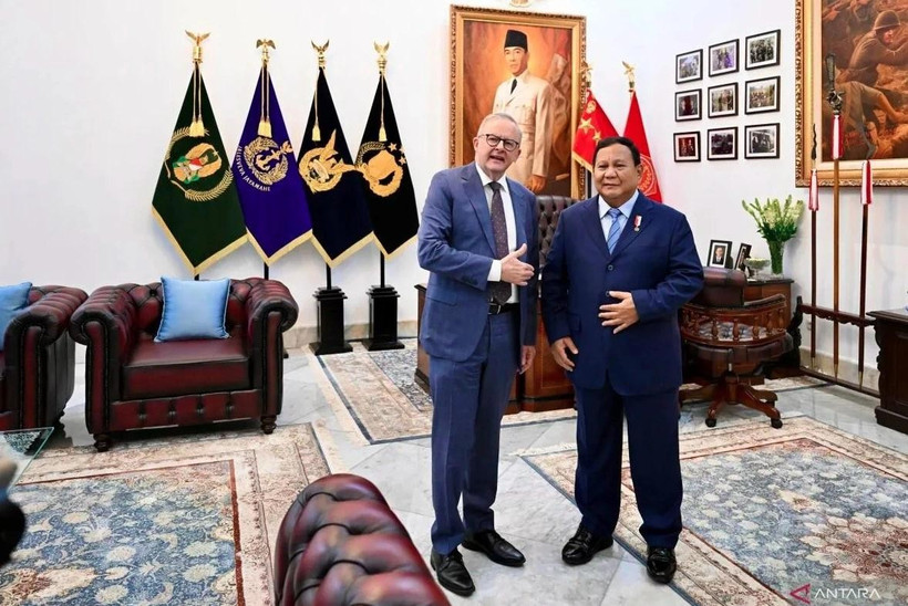 印度尼西亚总统普拉博沃·苏比延多（右）和澳大利亚总理安东尼·阿尔巴尼斯。图自越通社