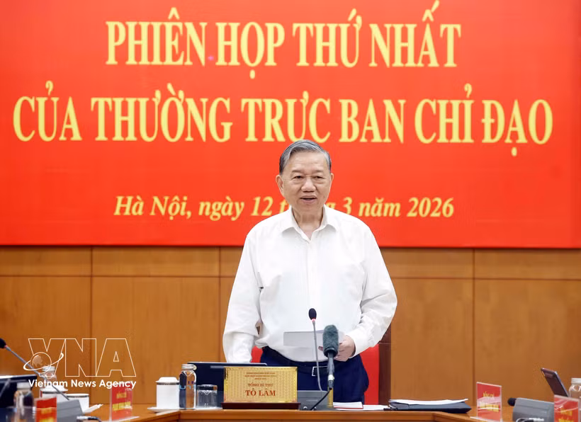 苏林总书记主持会议。图自越通社