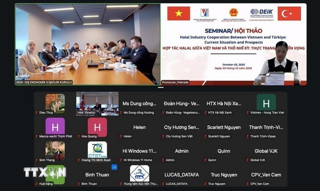 题为“越南与土耳其清真合作：现状与前景”的线上研讨会。图自越通社