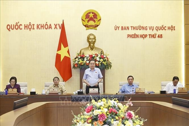 越南国会主席陈青敏在会上发表讲话。图自越通社
