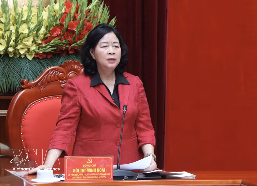 越共中央政治局委员、中央书记处书记、越南祖国阵线中央委员会主席裴氏明淮。图自越通社