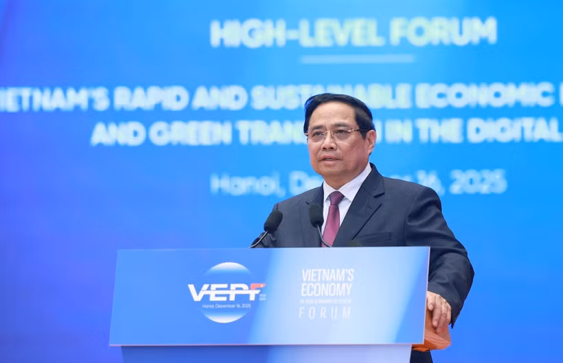 越南政府总理范明政出席会议并发表演讲。图自越通社