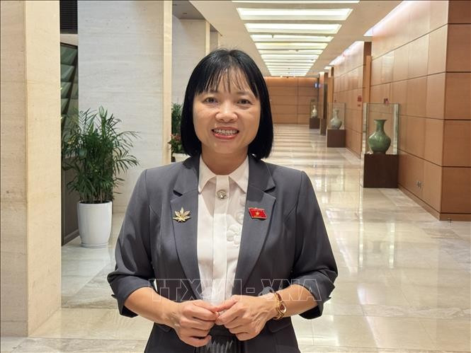 海防市代表团成员阮氏越娥。 图自越通社