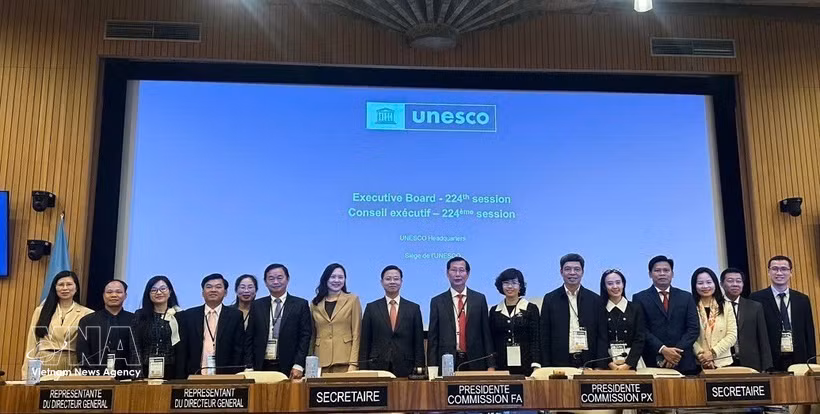 出席联合国教科文组织（UNESCO）执行局第224届会议的越南代表。图自越通社