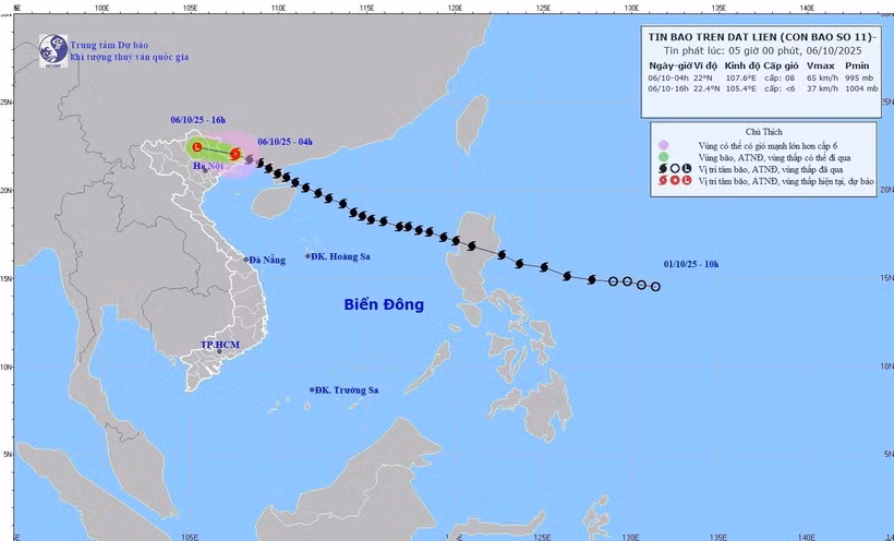 第11号台风于10月6日的路径。图自越通社