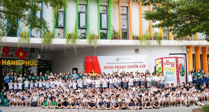 “起源”小学举办祖国海洋岛屿主题活动。图自越南之声