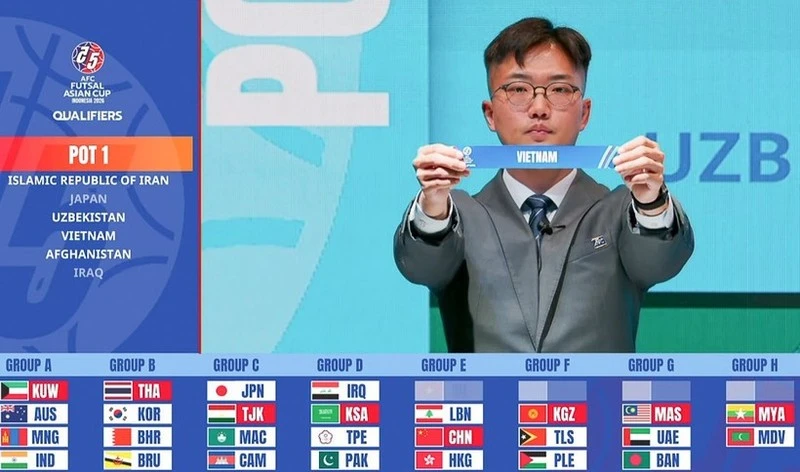 越南五人制国家队以第一档种子身份参与抽签的签位结果。（图片来源：亚足联）