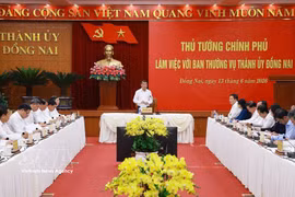 越南政府总理黎明兴与同奈市委常委会召开工作会议。图自越通社