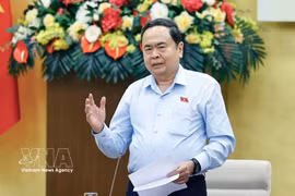 国会主席陈青敏在会议上发表讲话。图自越通社