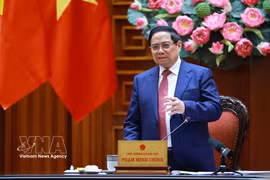 越南政府总理范明政与能源安全保障工作组举行能源安全工作会议。图自越通社
