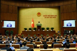 第十六届国会第一次会议在首都河内国会大厦隆重开幕。图自越通社