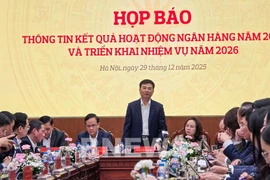 越南国家银行副行长范清河在会议上发表讲话。图自越通社