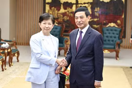越南政府副总理潘文江会见联合国副秘书长、裁军事务高级代表中满泉。图自越通社