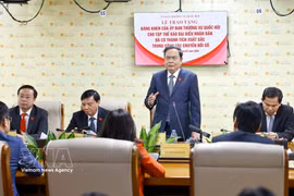 国会主席陈青敏出席国会常务委员会向《人民代表报》颁发奖状的仪式。图自越通社