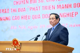 范明政总理在启动仪式上发表讲话。图自越通社