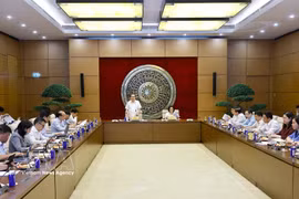 国会主席陈青敏与文化社会委员会常委会就2026年重点任务及2026—2031年任期工作方向召开工作会议。图自越通社