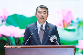 黎明兴总理在中央军委和国防部召开的全军军政会议上发表讲话。图自越通社