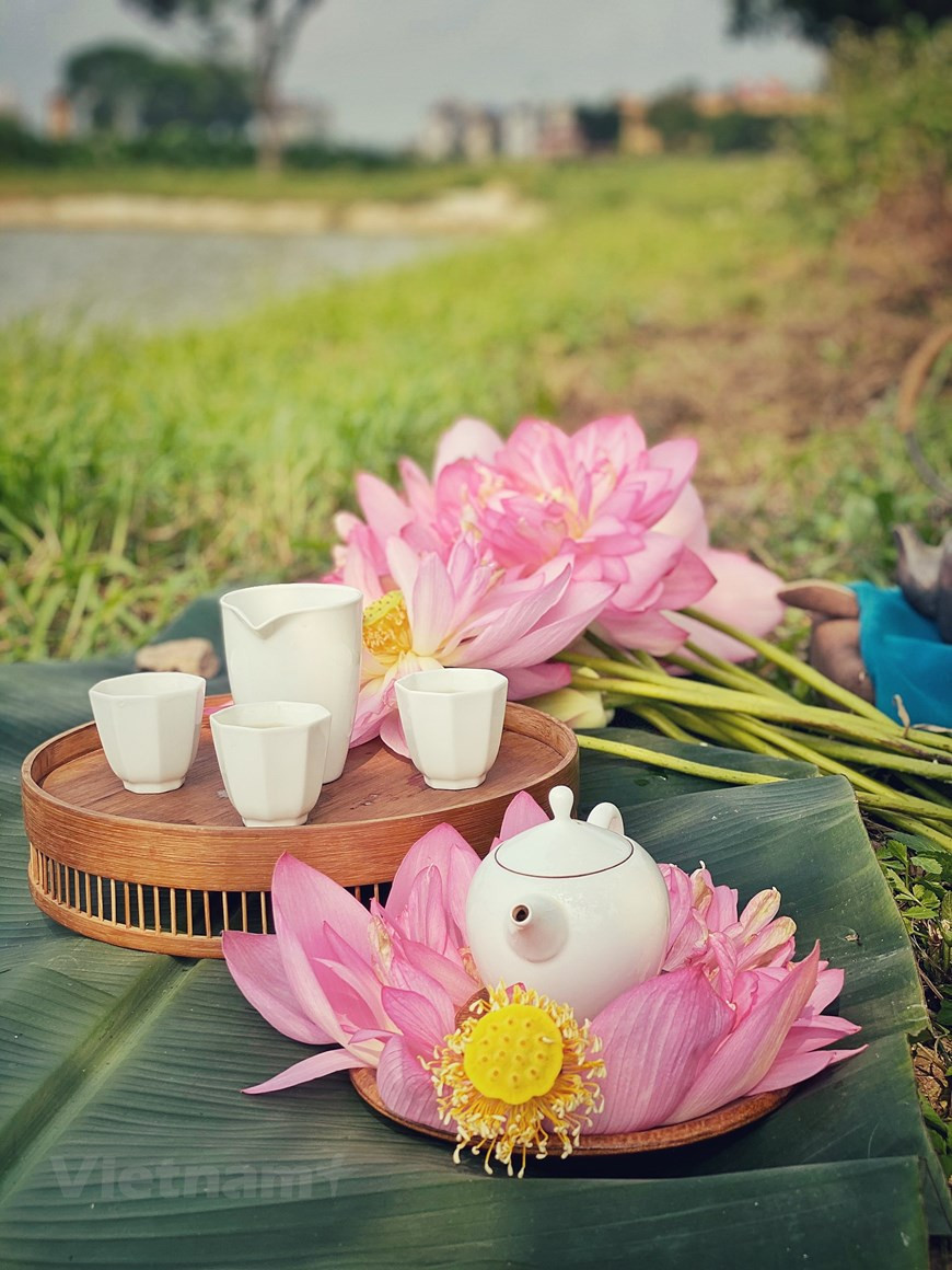 为了完美地品尝最佳的一壶清晨莲花茶，茶具也起到重要的作用，影响到茶的香味。据品茶专家，使用陶土茶壶来泡茶将带来最纯粹的茶味。品尝清晨莲花茶最佳时间为早晨，开始工作前的时间。清晨莲花茶的清香和回甘滋味将让您感受着生活的舒散惬意, 同时充分感受到重台莲花的纯洁。图：Vietnam+