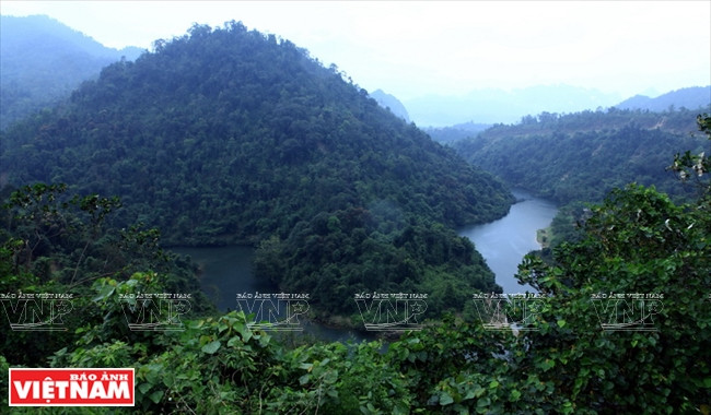 茳河长达100多公里，流经布麻原始林。临高俯瞰，犹如一条绸带蜿蜒山间。图自越南画报