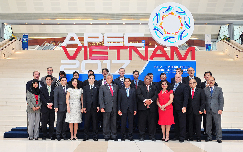 出席2017年亚太经合组织二次高官会的代表合影。（图片来源：越通社）