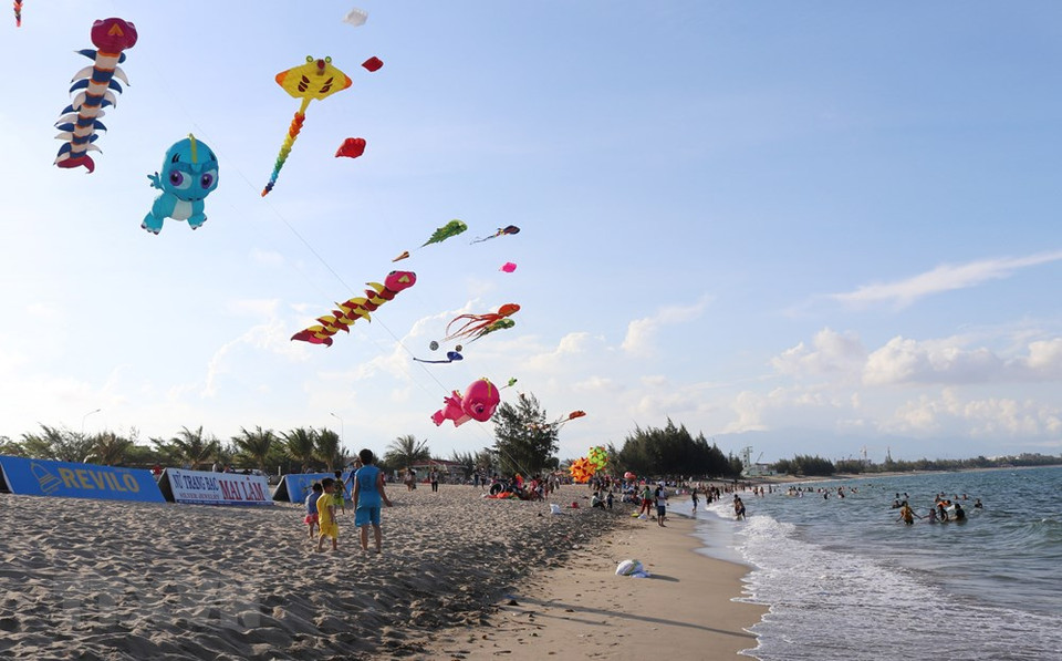 2019年宁顺省葡萄和葡萄酒周框架内，在平山海滩上举行的艺术风筝表演。越通社记者 阮成 摄