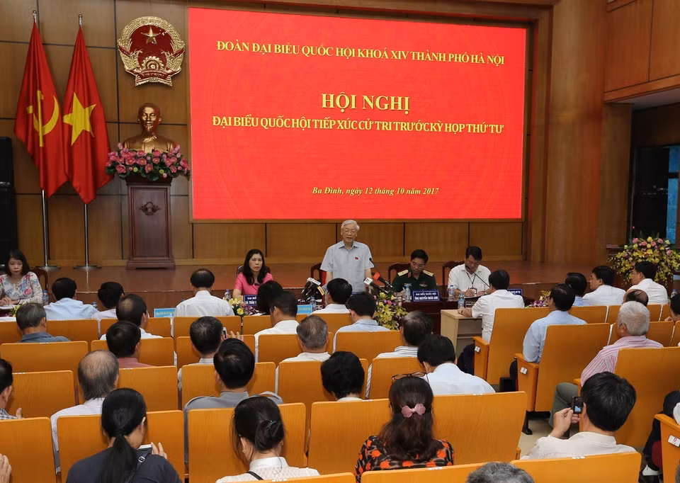 越共中央总书记阮富仲在会上发表讲话。（图片来源：越通社）