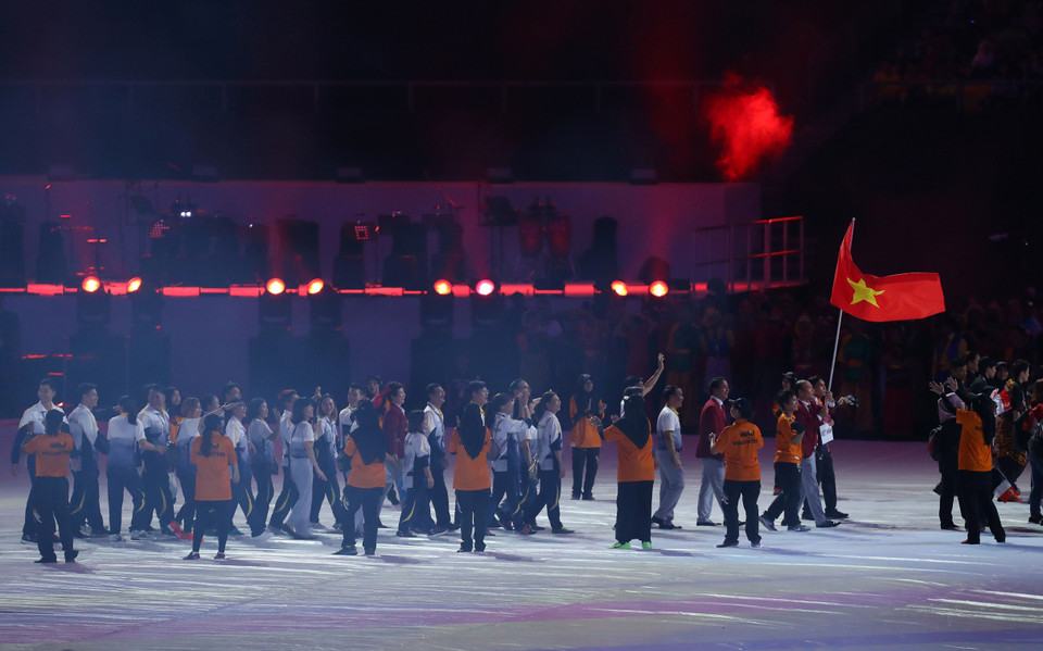 ##s###越南体育代表团出席闭幕式。（图片来源：越通社） 