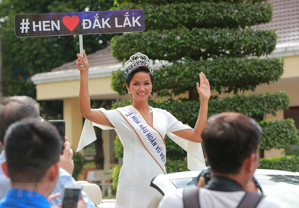 2017年越南环球小姐的赫姮•尼，入围2018年环球小姐5强。图自越通社