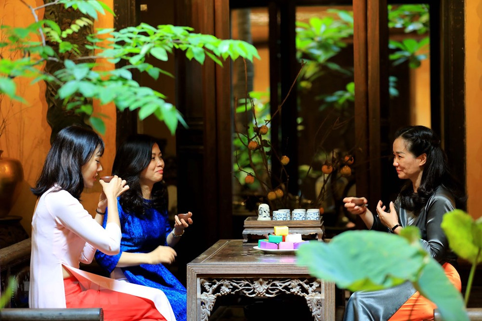 河内居民静尝茶味的休闲空间。图片来源：越通社