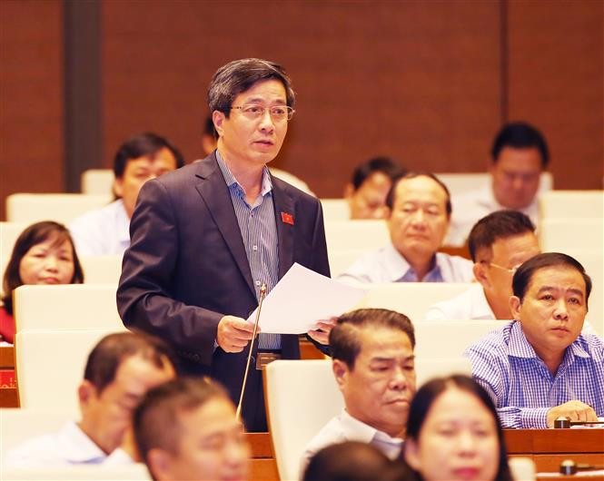 海防市国会代表裴青松在会上发言。（图片来源：越通社）