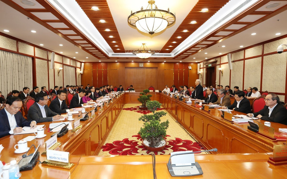 越共中央总书记阮富仲在会上发言。（图片来源：越通社）