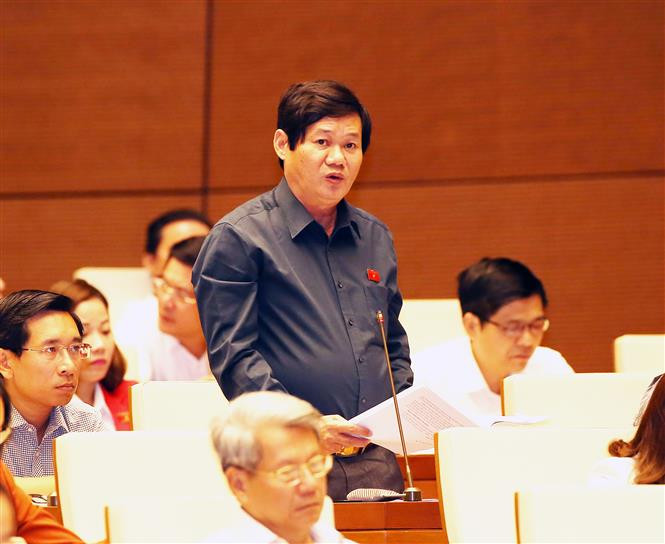 平定省国会代表在会上发言。（图片来源：越通社）