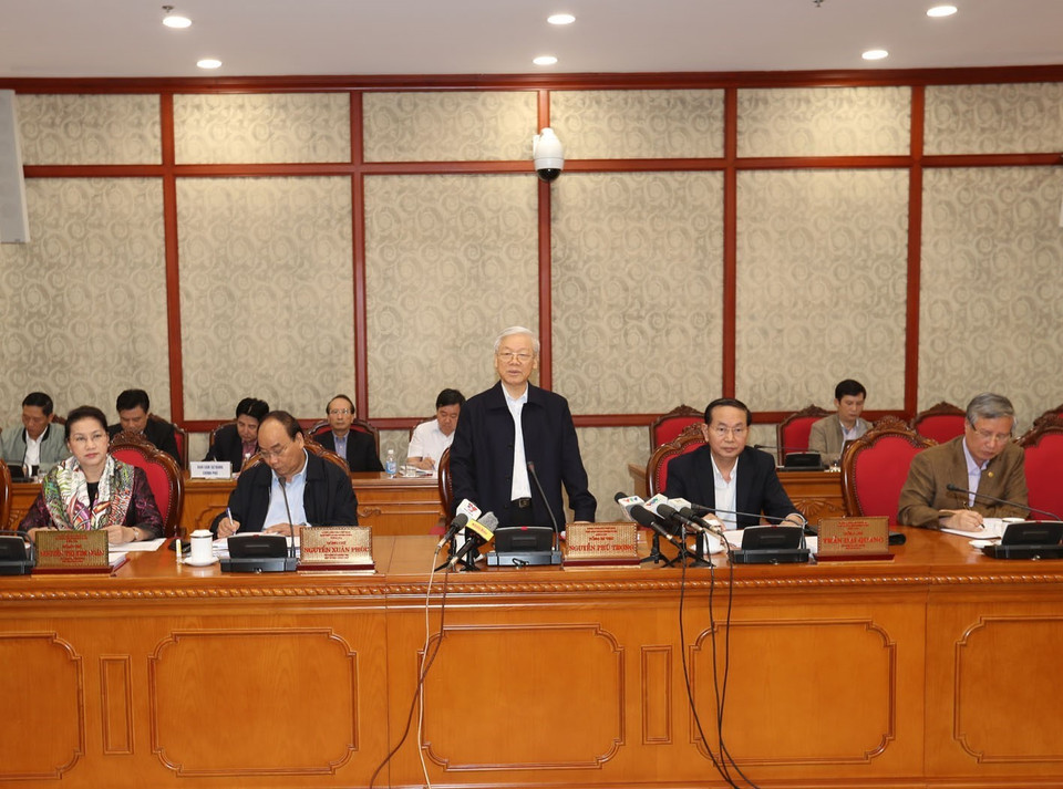 越共中央总书记阮富仲在会上发言。（图片来源：越通社）