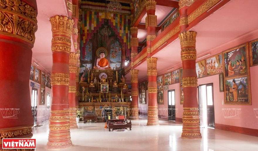 瞿师多僧寺里有正殿、僧舍、礼堂、宝塔等富有高棉族寺院特色的地区。图片来源：越通社