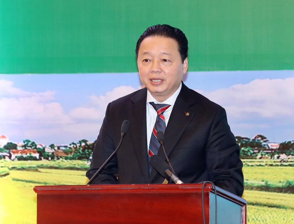 越南自然资源与环境部部长陈红河在会上发表讲话。越通社记者 统一 摄