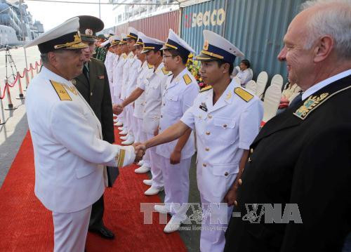  俄罗斯联邦海军编队抵达仙沙港对岘港市进行友好访问。（图片来源：越通社）