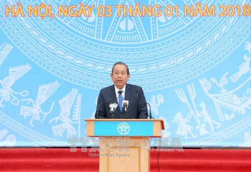 越南政府副总理张和平在启动仪式上发表讲话。（图片来源：越通社）